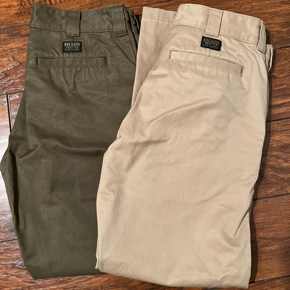 LIKE NEW. 2 pairs of Filson Bremerton Work Pants 30x30.
